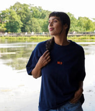 Load image into Gallery viewer, Gwyllt/Wild t-shirt in navy from Black and Beech
