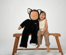 Load image into Gallery viewer, Giant Dozy Dinkum black cat nox by Dinkum Dolls by Olliella
