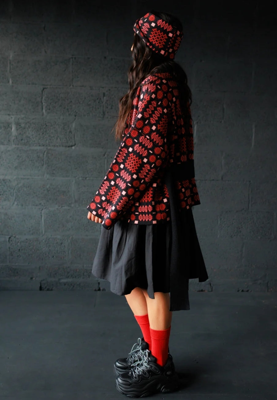 Carthen Merino Wrap cardigan in petal and soot