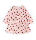 Pale Pink with Red Glitter Hearts Balloon Sleeve Dress by Bob and Blossom