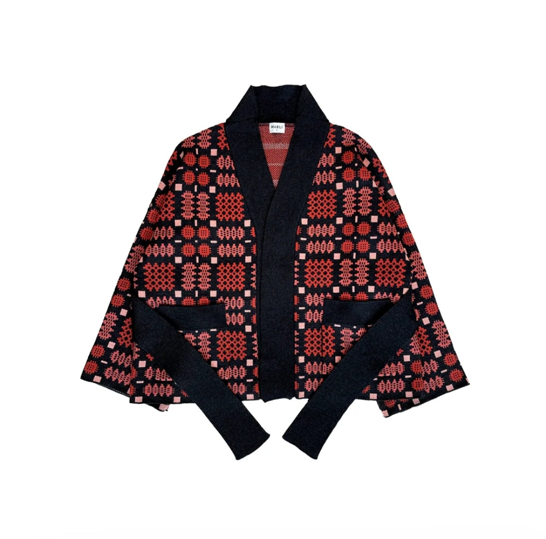 Carthen Merino Wrap cardigan in petal and soot