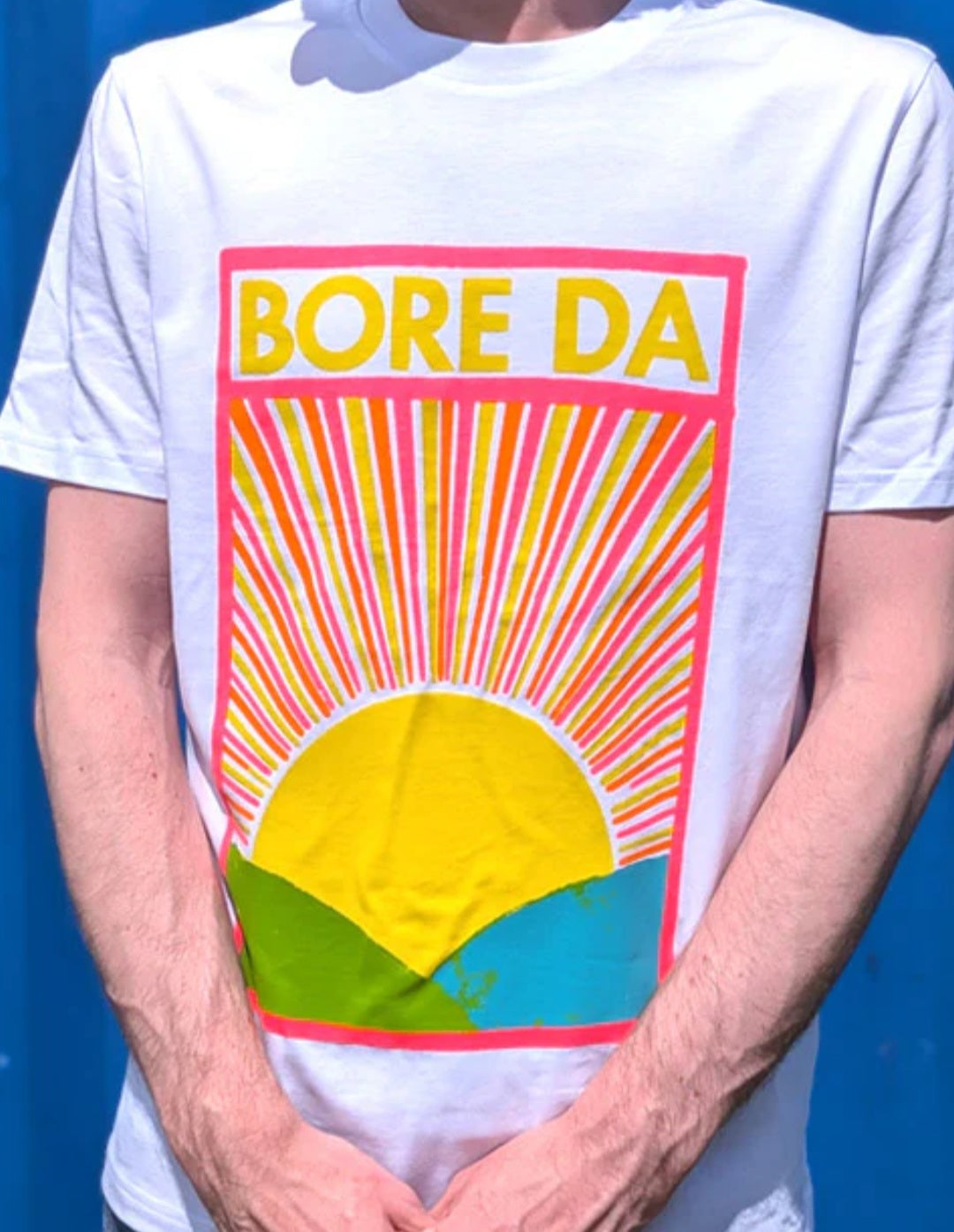 Bore Da Sunrise Screen Printed Unisex Tshirt by Charlotte Hepburn