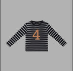Bob and Blossom Black and White Breton Striped Number T Shirt
