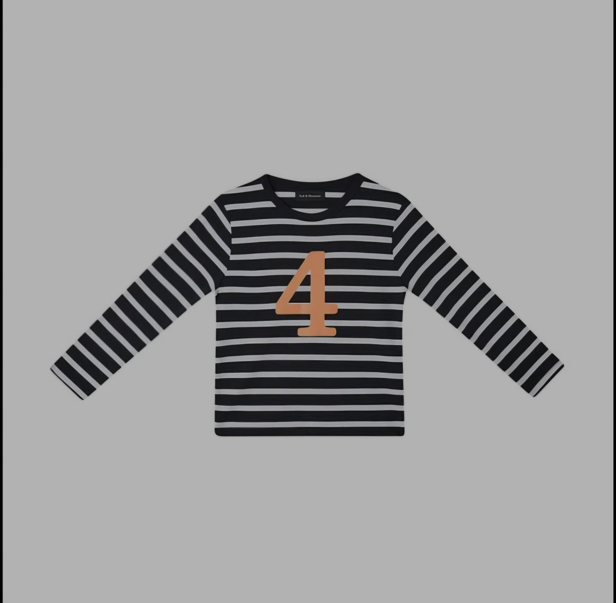 Bob and Blossom Black and White Breton Striped Number T Shirt