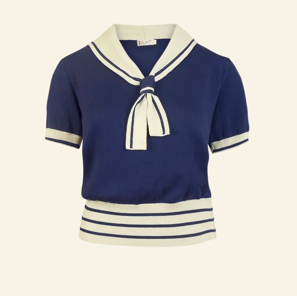 Sailor knitted top - Navy