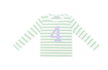 Load image into Gallery viewer, Seafoam and white striped number tops (lilac)
