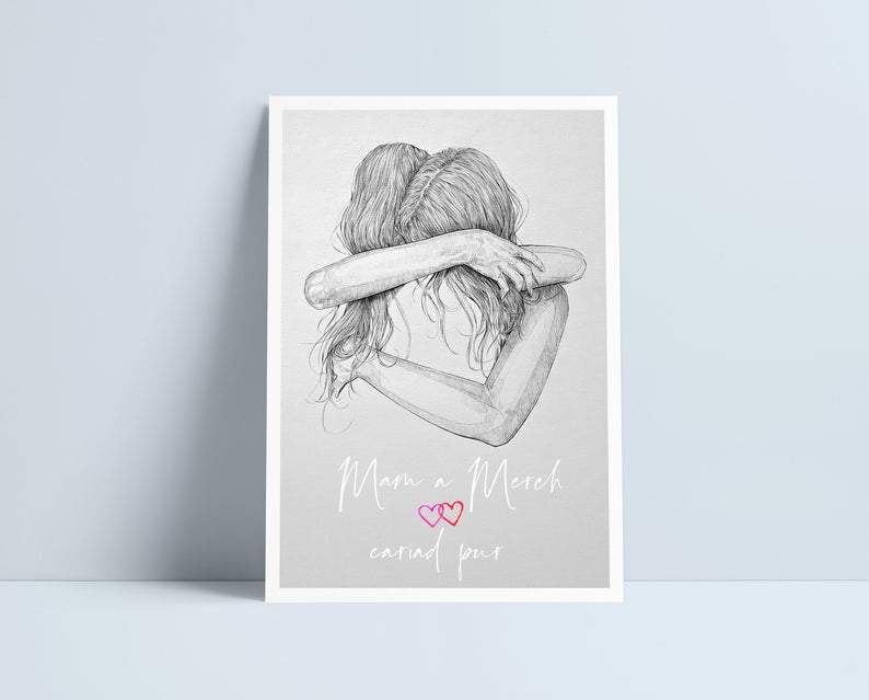 Girls Hugging (All variations) - A4 Prints by Niki Pilkington