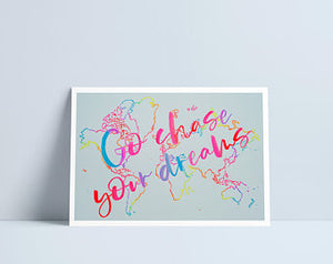 Dilyn Dy Freuddwydion / Go Chase Your Dreams A4 print by Niki Pilkington