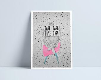Cymer Amser, Cymer Ofal  / Take Time, Take Care A4 print by Niki Pilkington