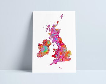 Map of the UK by Niki Pilkington A4