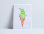 Bunny/chick in ice cream A4 print by Niki Pilkington