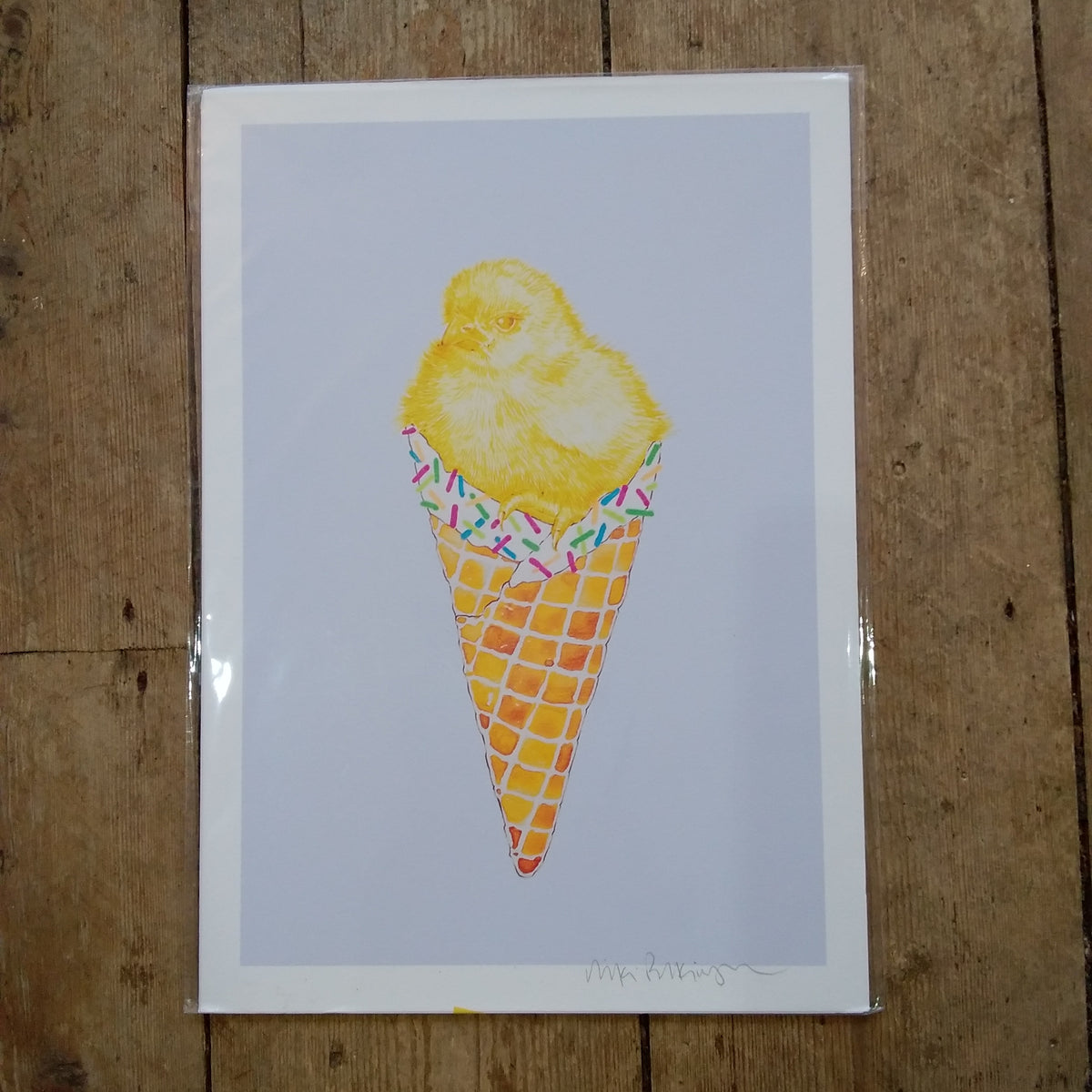 Bunny/chick in ice cream A4 print by Niki Pilkington
