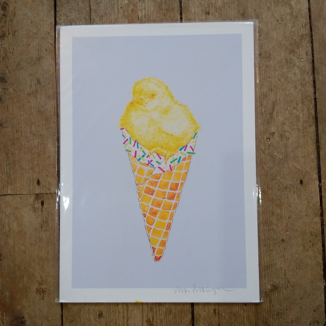 Bunny/chick/squirrel in ice cream A4 print by Niki Pilkington