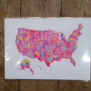 USA map A4 print by Niki Pilkington