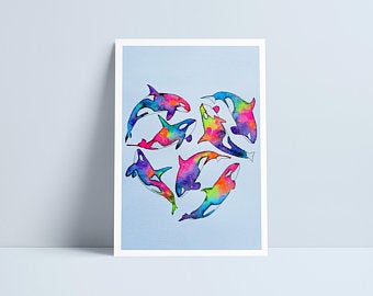 Whale heart A4 print by Niki Pilkington