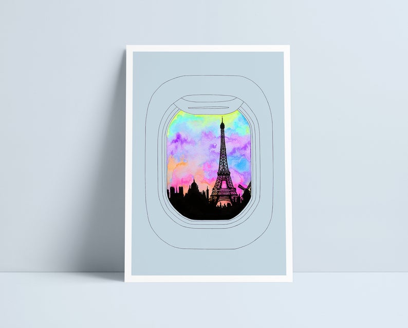 Paris Airplane Window - A4 Print by Niki Pilkington