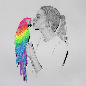 Girl & Parrot - A4 Print by Niki Pilkington