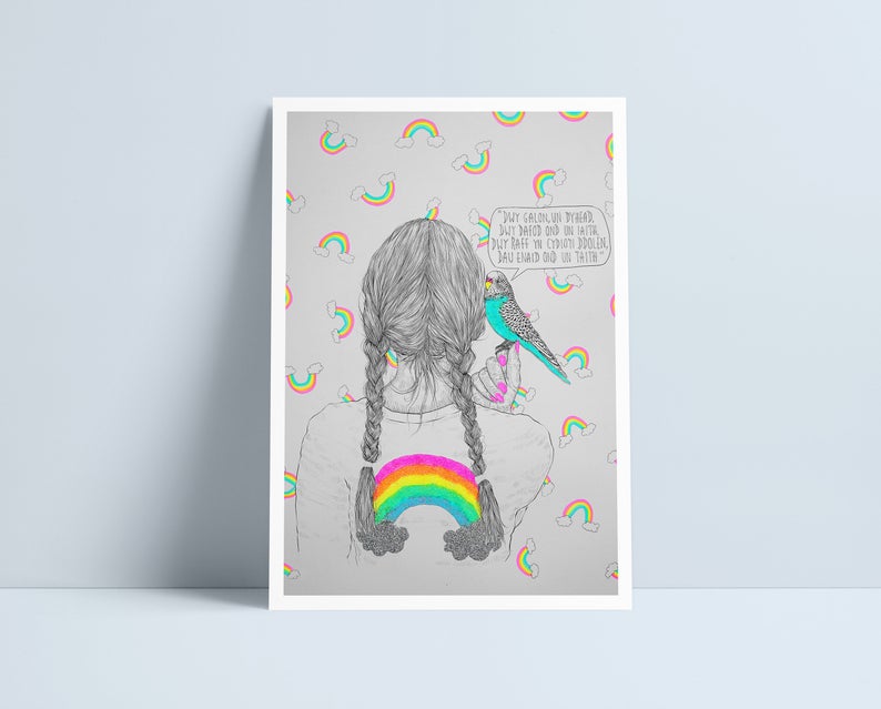 Dwy galon, un dyhead - A4 Print by Niki Pilkington