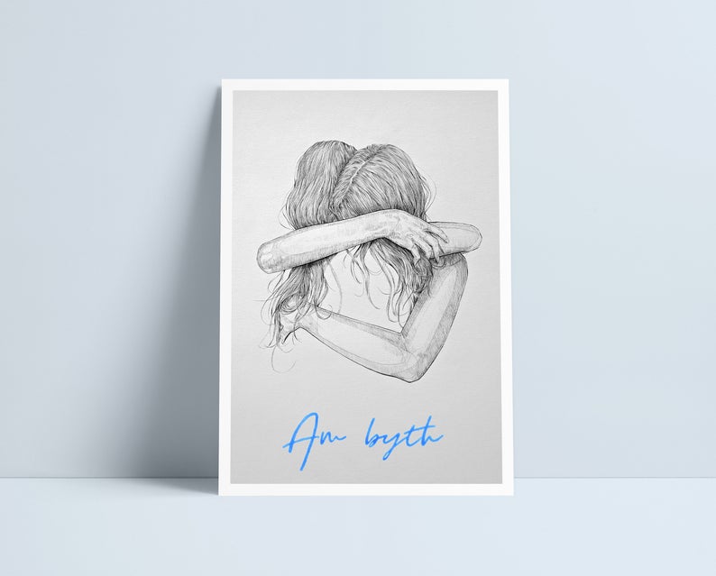Girls Hugging (All variations) - A4 Prints by Niki Pilkington