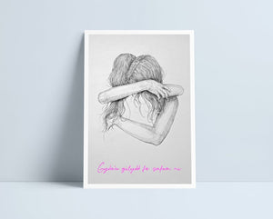 Girls Hugging (All variations) - A4 Prints by Niki Pilkington