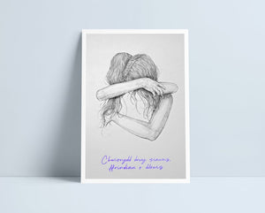 Girls Hugging (All variations) - A4 Prints by Niki Pilkington