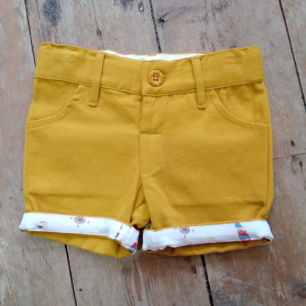 Gold Aventure Sunshine shorts by Little Green Radicals