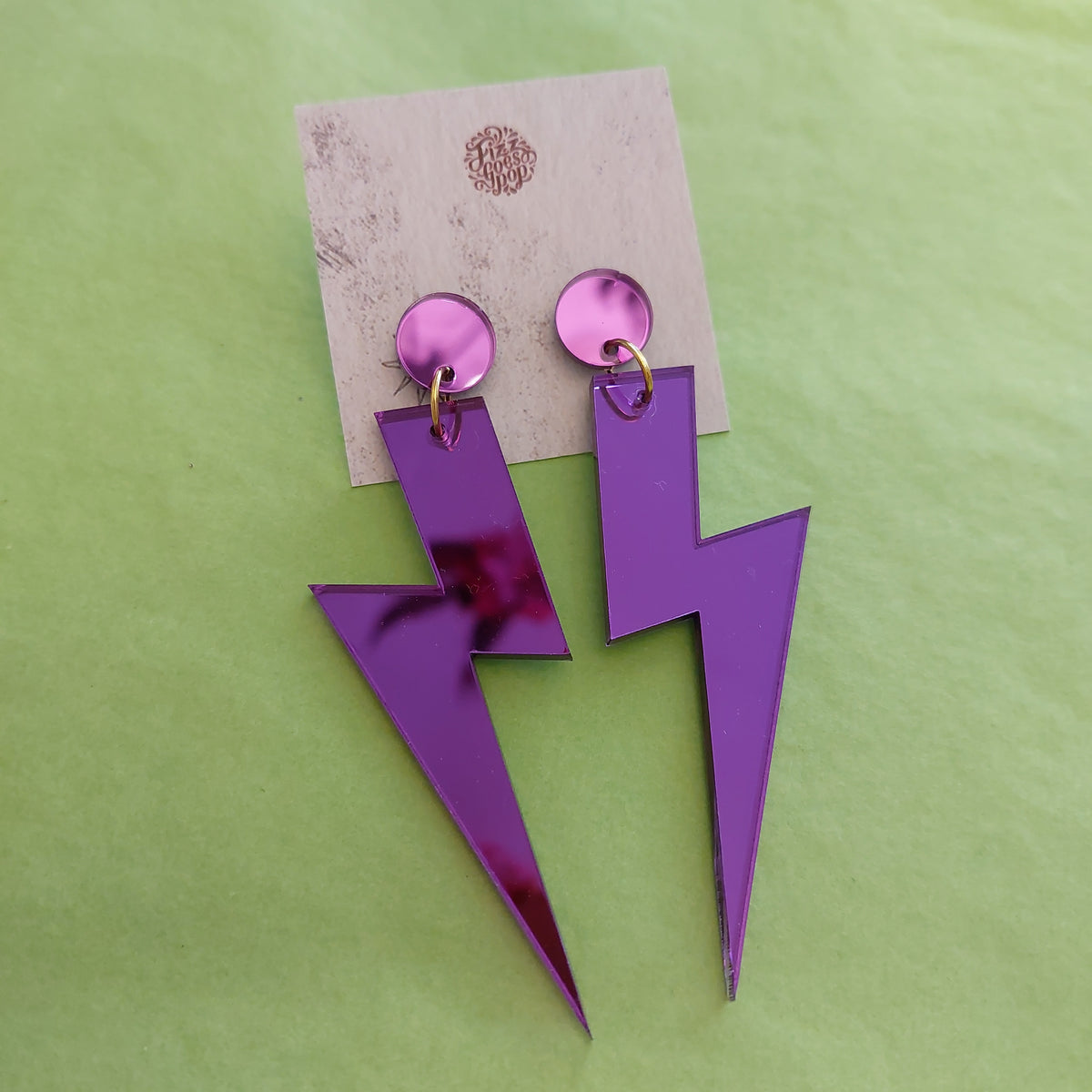 Large statement Lightening Bolt earrings by FizzGoesPop