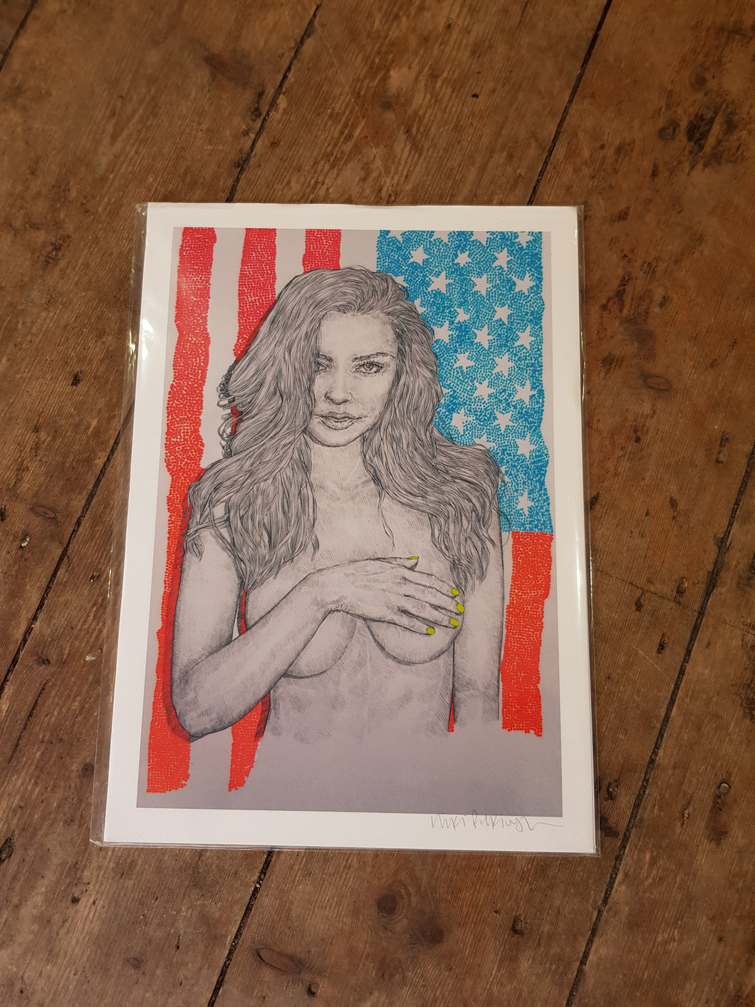 Girl with USA flag - A4 Print by Niki Pilkington