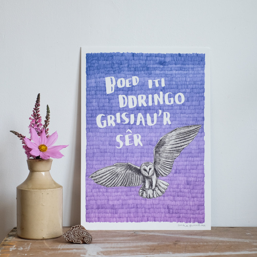 'Boed iti Ddringo Grisiau'r Sêr' Print