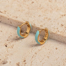 Load image into Gallery viewer, Turquoise Gold Vermeil Huggie Hoop Earrings
