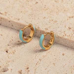 Turquoise Gold Vermeil Huggie Hoop Earrings