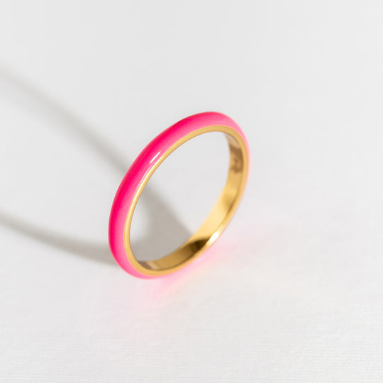 Hot Pink Enamel Stacking Ring