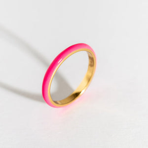 Hot Pink Enamel Stacking Ring
