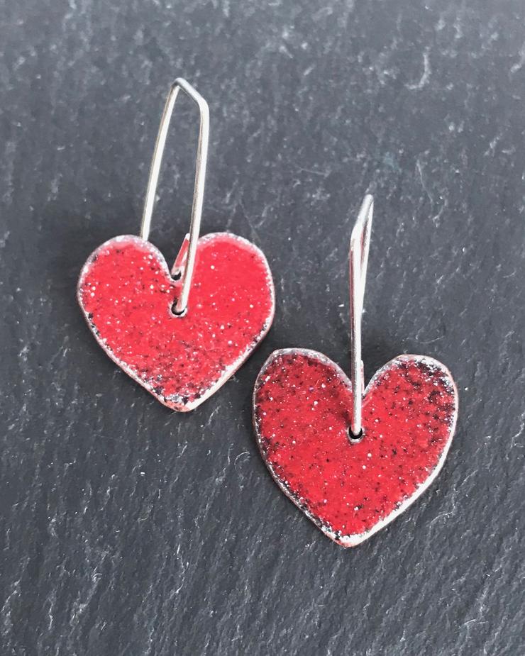 Drop Heart Earrings by Lora Wyn