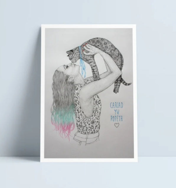 Cariad yw popeth A4 print by Niki Pilkington