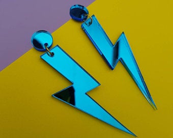Large statement Lightening Bolt earrings by FizzGoesPop