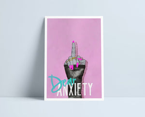 Dear Anxiety A4 print by Niki Pilkington