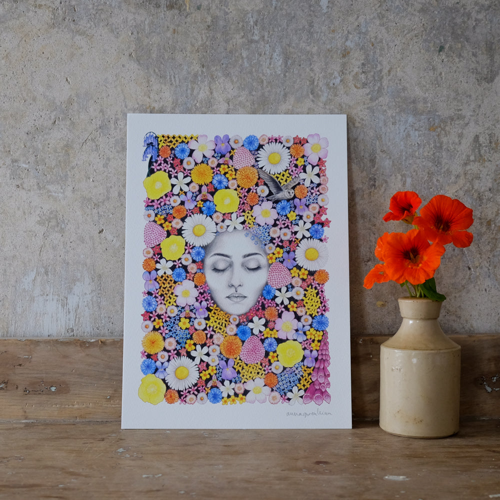 Blodeuwedd Print by Anna Gwenllian
