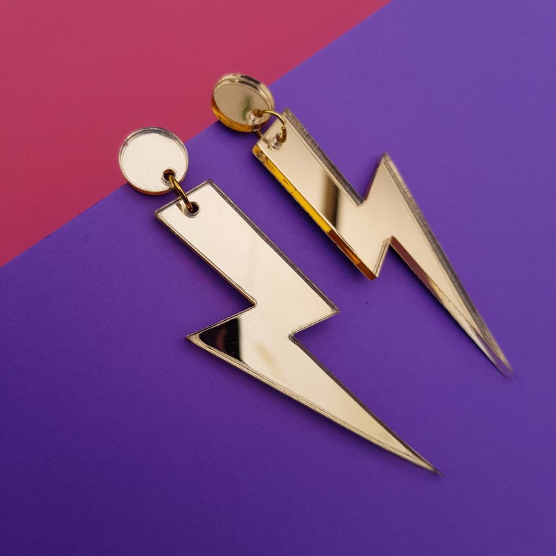 Large statement Lightening Bolt earrings by FizzGoesPop