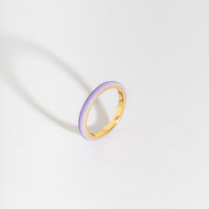 Lavender Enamel and Gold Vermeil Stacking Ring