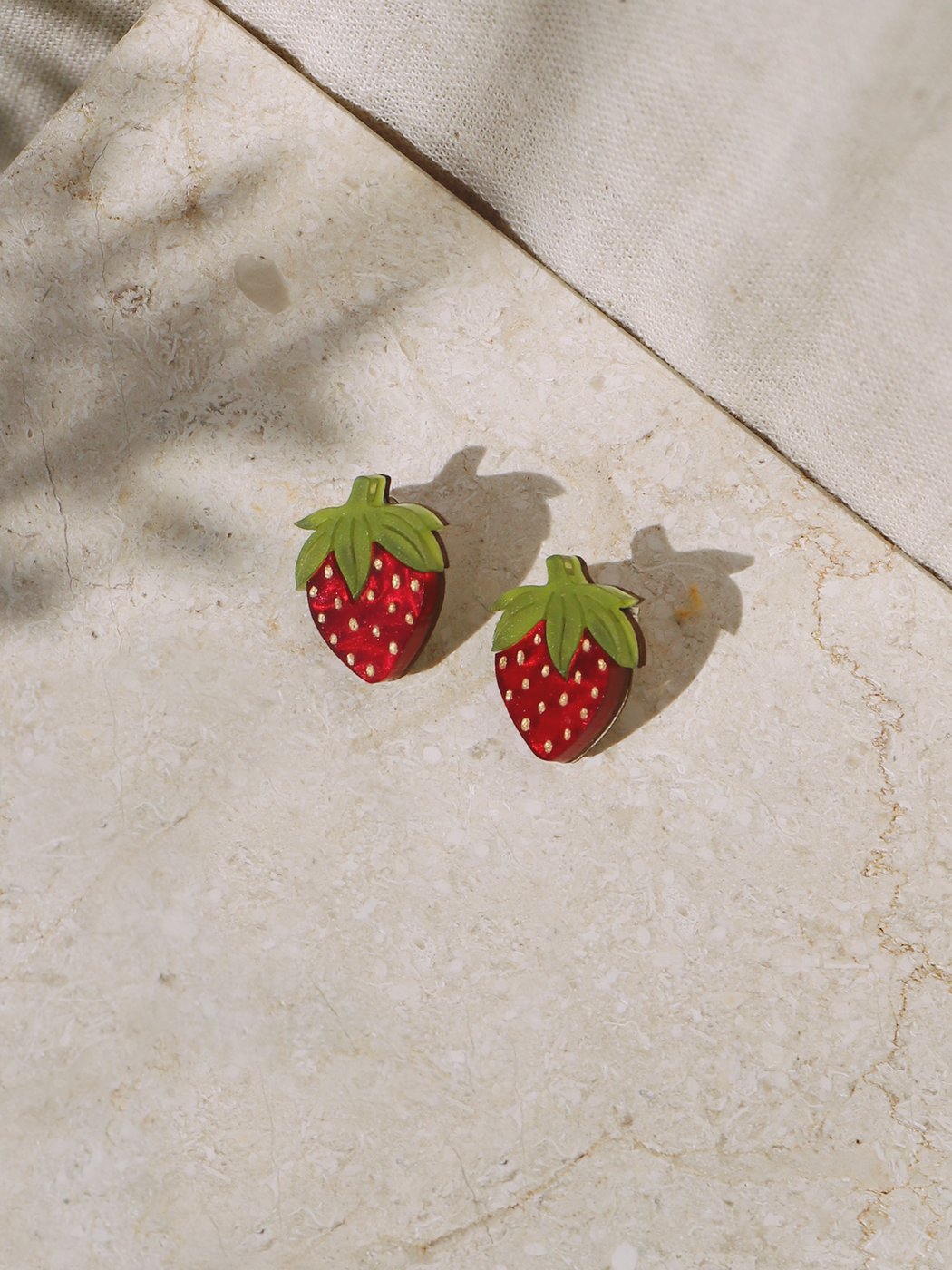 Wolf and Moon - Strawberry stud earrings