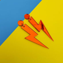 Load image into Gallery viewer, Large statement Lightening Bolt earrings by FizzGoesPop
