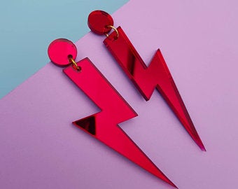 Large statement Lightening Bolt earrings by FizzGoesPop