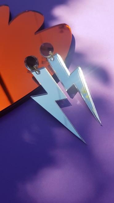 Large statement Lightening Bolt earrings by FizzGoesPop