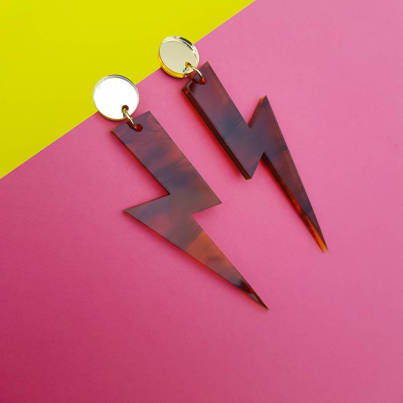 Large statement Lightening Bolt earrings by FizzGoesPop